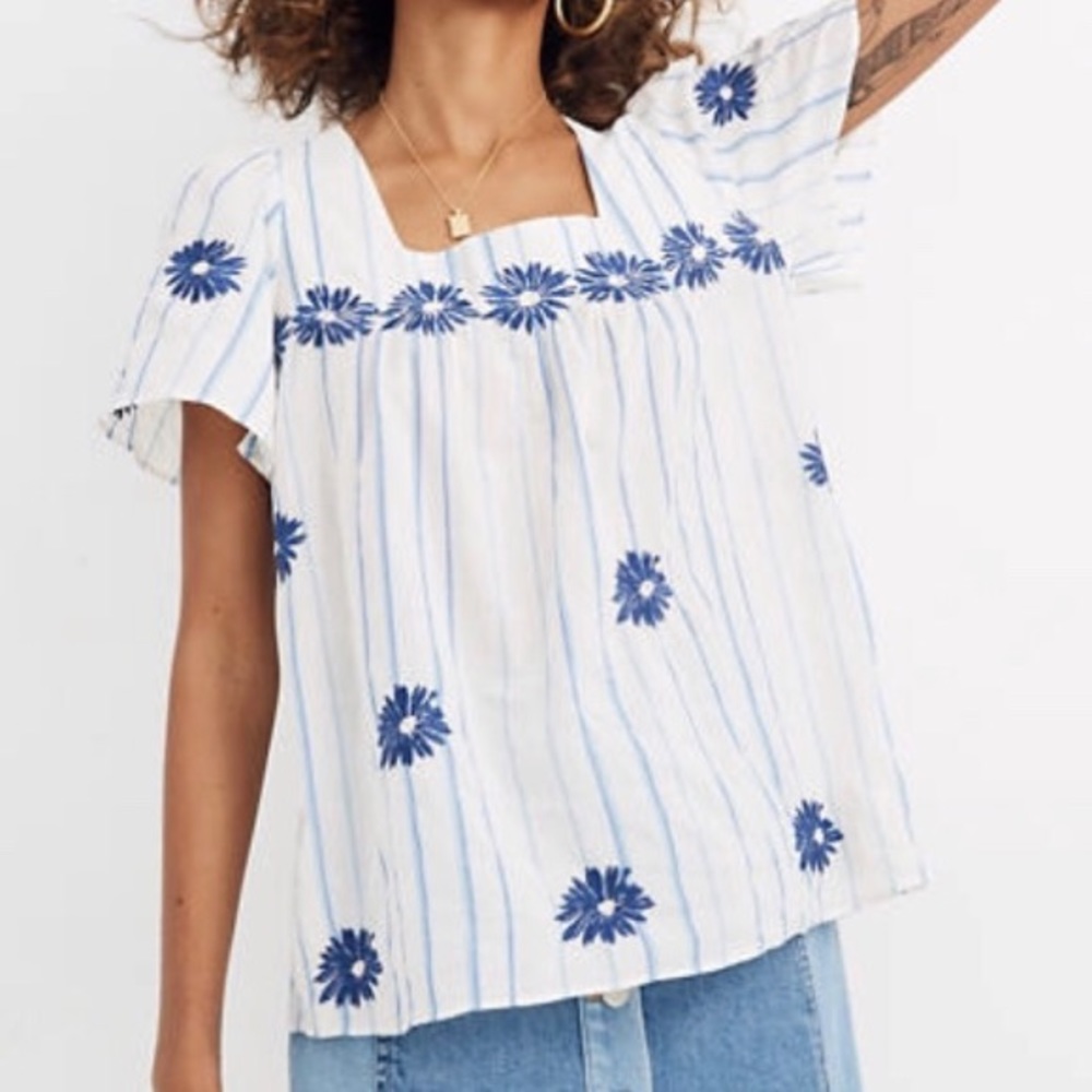 Madewell floral embroidered Butterfly top